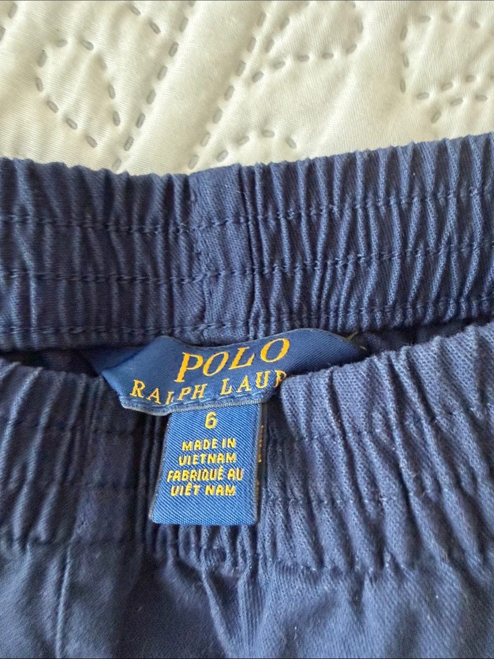 Ralph Lauren Navy Blue Kids Shorts with Red Polo Logo